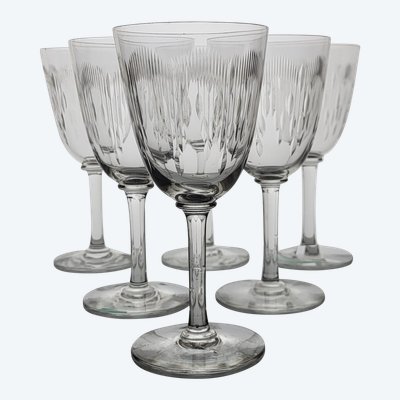 6 Baccarat crystal water/wine glasses, Molière model