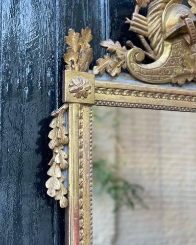 Miroir Louis XVI En Bois Sculpté Doré, XVIIIème Siècle