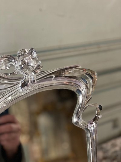 Silvered Bronze Table Mirror, Art Nouveau circa 1900