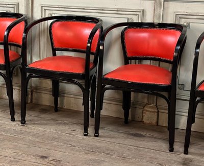 6 Fauteuils En Hêtre Courbé Par Gustav Siegel Pour Kohn