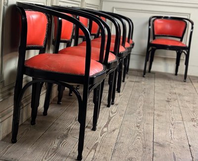 6 Fauteuils En Hêtre Courbé Par Gustav Siegel Pour Kohn