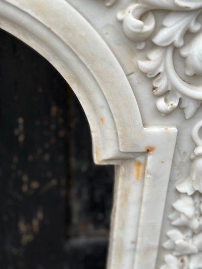 Kamin Aus Weißem Carrara-Marmor Um 1880