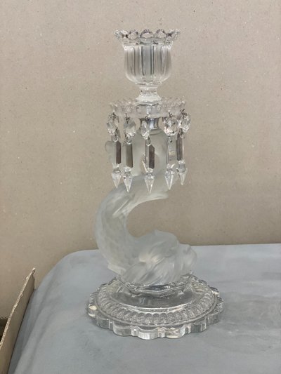 Imposing candlestick torch Baccarat Dauphin model.