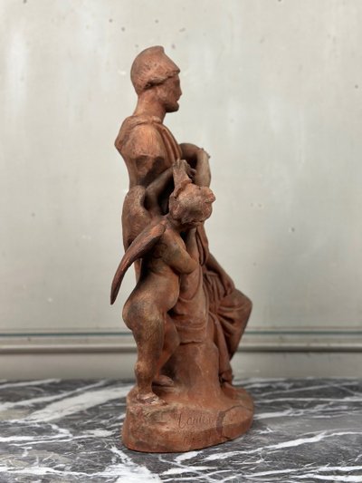 La Scultura, terracotta originale firmata e dedicata, Charles Van Oemberg