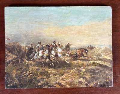 Orientalische Schlachtszene, Öl auf Leinwand Im Geschmack Von George Washington