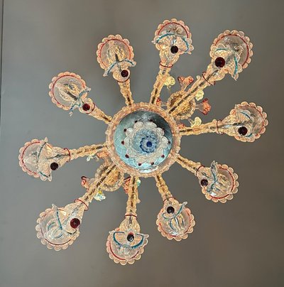 Rezzonico Murano Glass Venetian Chandelier, Multicolored, 10 Light Arms
