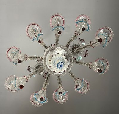 Rezzonico Murano Glass Venetian Chandelier, Multicolored, 10 Light Arms