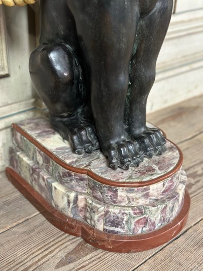 Coppia di console in marmo e bronzo Italia 1930 circa