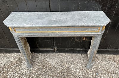 Cheminée Demi Lune De Style Louis XVI En Marbre Bleu Turquin Vers 1880
