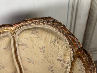 Louis XV Style Child's Bergère Chair in Carved and Gilded Wood Circa 1880