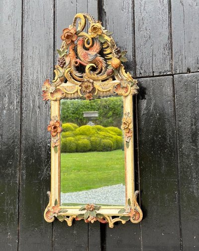 Miroir En Bois Sculpté, Doré Et Polychromé, Venise Vers 1880