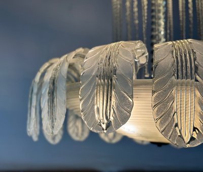 Venetian Fountain Chandelier In Murano Glass Colorless Green 1940