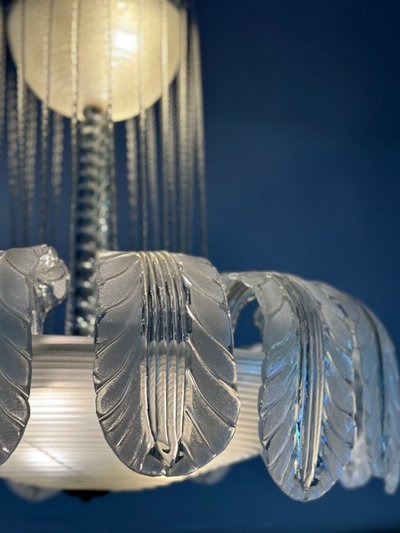 Venetian Fountain Chandelier In Murano Glass Colorless Green 1940