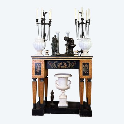 Console Bureau Décoré De Peintures Dans Le Goût De L’antique, Style Pompéien vers 1880