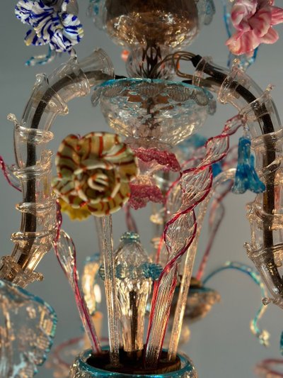 Rezzonico Venetian Chandelier In Multicolored Murano Glass Circa 1920