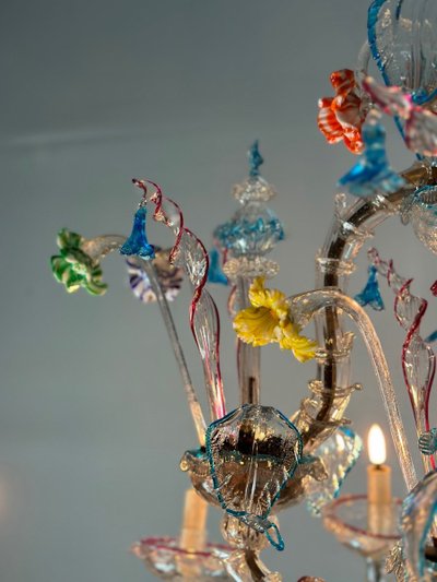 Rezzonico Venetian Chandelier In Multicolored Murano Glass Circa 1920