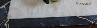KOWAS : Grand groupe en régule patiné vert, époque Art déco
