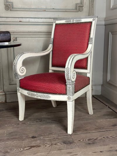 Paire De Fauteuils Empire, Patine Deux Tons Récente, XIXème Siècle