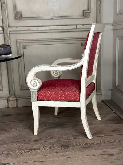 Paire De Fauteuils Empire, Patine Deux Tons Récente, XIXème Siècle