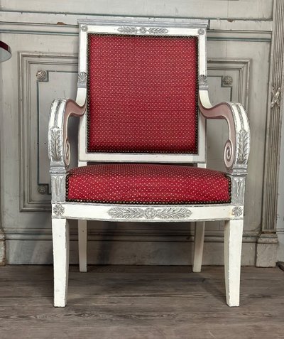 Paire De Fauteuils Empire, Patine Deux Tons Récente, XIXème Siècle