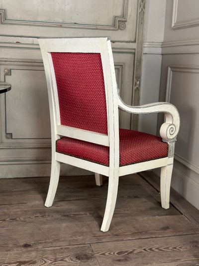 Paire De Fauteuils Empire, Patine Deux Tons Récente, XIXème Siècle