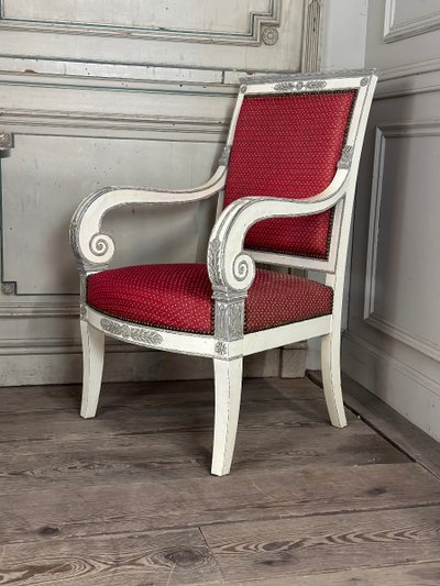 Paire De Fauteuils Empire, Patine Deux Tons Récente, XIXème Siècle