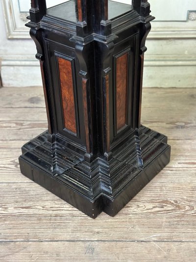 Sellette En Bois Noirci Et Placage De Loupe, Superbe Assemblage De Moulures Circa 1880