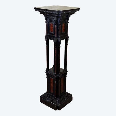 Sellette En Bois Noirci Et Placage De Loupe, Superbe Assemblage De Moulures Circa 1880