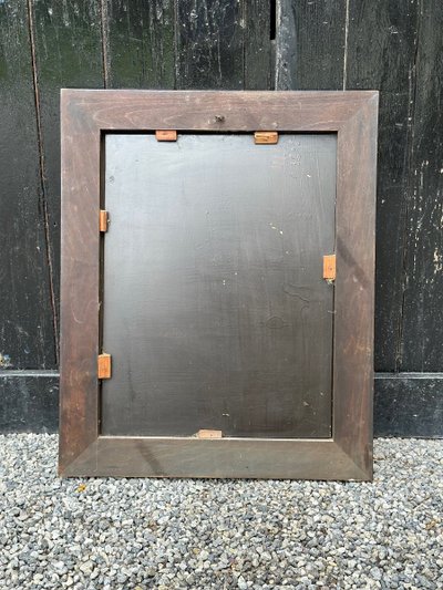 Specchio in tartaruga e legno riccio nero nello stile di Antwerp Frames