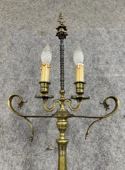 Empire period lamp in bronze and marble