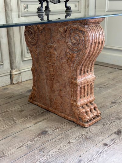 Paire De Socles De Table En Marbre Rouge De Vérone, Italie, XIXème Siècle