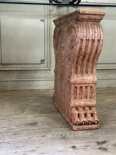 Paire De Socles De Table En Marbre Rouge De Vérone, Italie, XIXème Siècle
