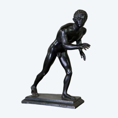Bronzo Grand Tour, Un Des Deux Coureurs De La Villa Des Papyri, patina nera 1880 ca.