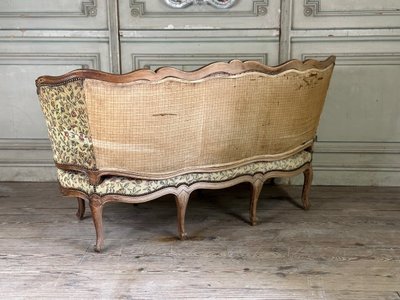 Banquette Corbeille Louis XV En Bois Sculpté, XVIIIème Siècle