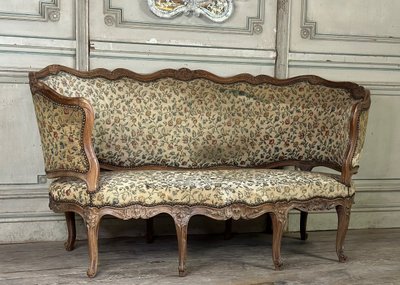 Banquette Corbeille Louis XV En Bois Sculpté, XVIIIème Siècle