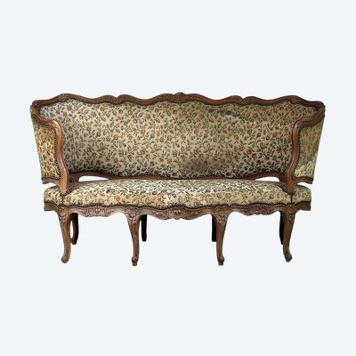 Banquette Corbeille Louis XV En Bois Sculpté, XVIIIème Siècle