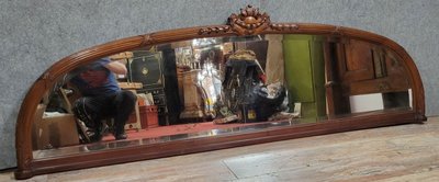 Enorme specchio a mezzaluna in stile Luigi XVI in mogano
