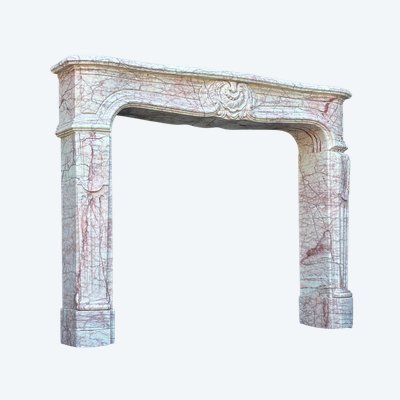 Caminetto in stile Luigi XV in marmo rosa, 1980 circa