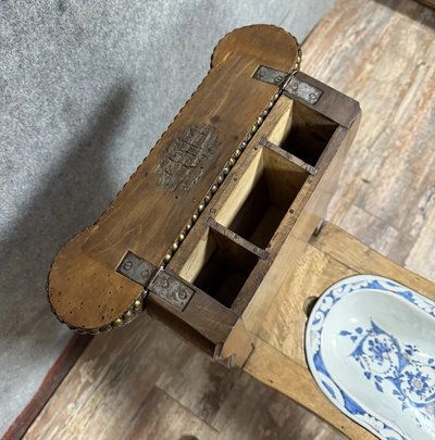 Louis XV period solid walnut commodity seat or bidet circa 1750