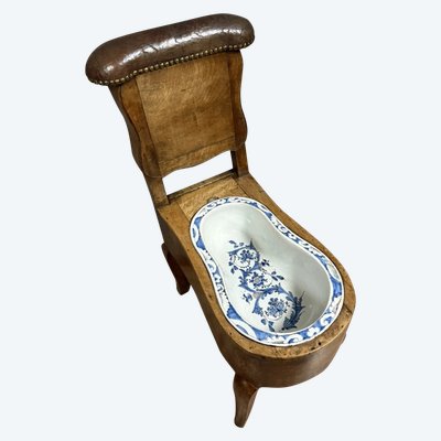 Louis XV period solid walnut commodity seat or bidet circa 1750