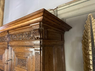 Armadio doppio rinascimentale in rovere, Paesi Bassi, XVII secolo