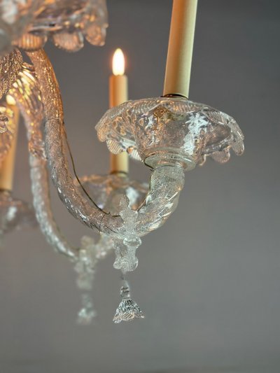 Lampadario in vetro di Murano incolore a 8 bracci, 1890 ca.