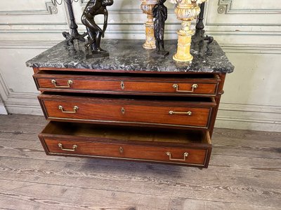 Commode Louis XVI En Acajou De Trois Couleurs, XVIIIème Siècle