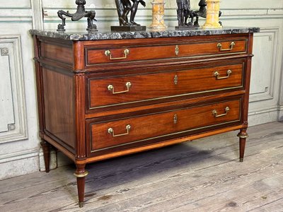 Commode Louis XVI En Acajou De Trois Couleurs, XVIIIème Siècle