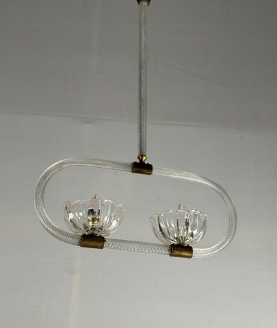 Lustre Vénitien En Verre De Murano Deux Points De Lumière Vers 1950