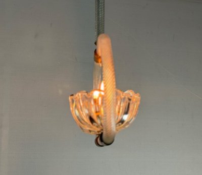 Lustre Vénitien En Verre De Murano Deux Points De Lumière Vers 1950