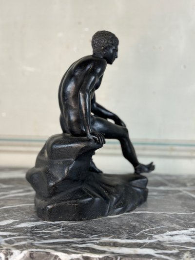 Hermès Au Repos, bronzo patina nera, qualità molto raffinata, inseguimento 19° secolo