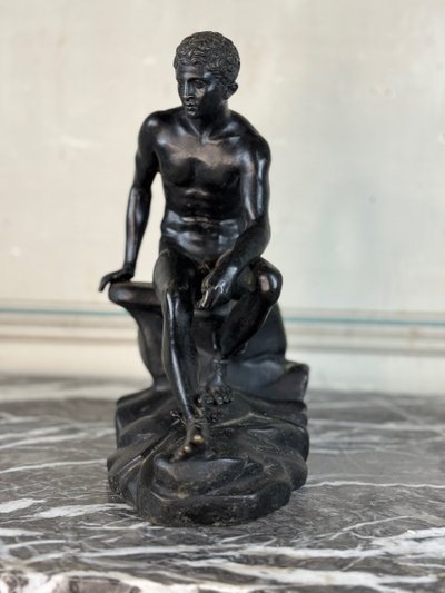 Hermès Au Repos, bronzo patina nera, qualità molto raffinata, inseguimento 19° secolo