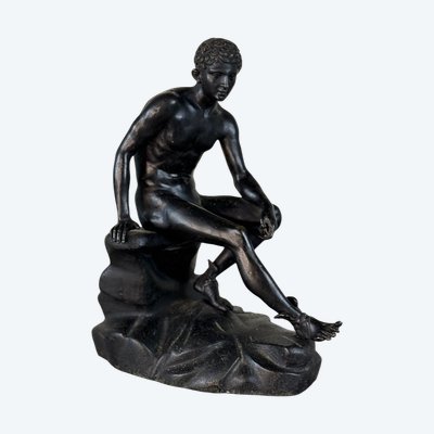 Hermès Au Repos, bronzo patina nera, qualità molto raffinata, inseguimento 19° secolo