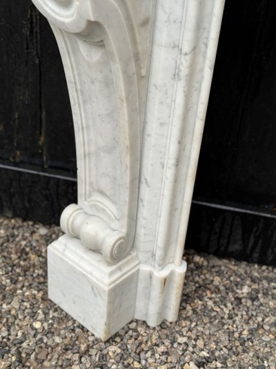 White Carrara Marble Regence Style Mantel, circa 1880